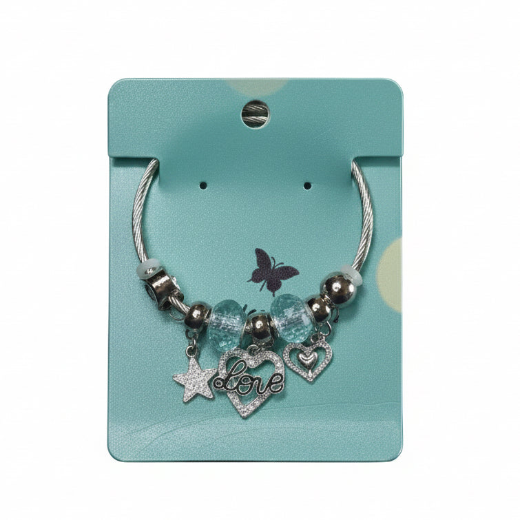 Silver tone charm bracelet