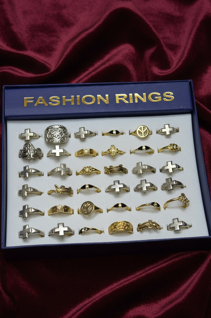 Mixed Metal Statement Rings Set