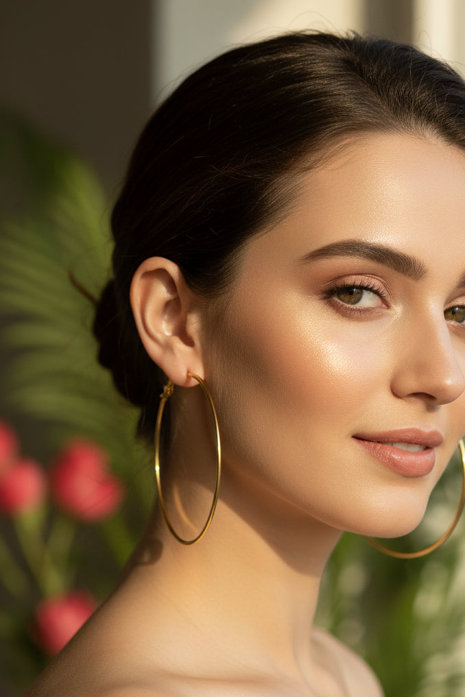Elegant Gold Hoop Earrings – Lightweight Classic Design