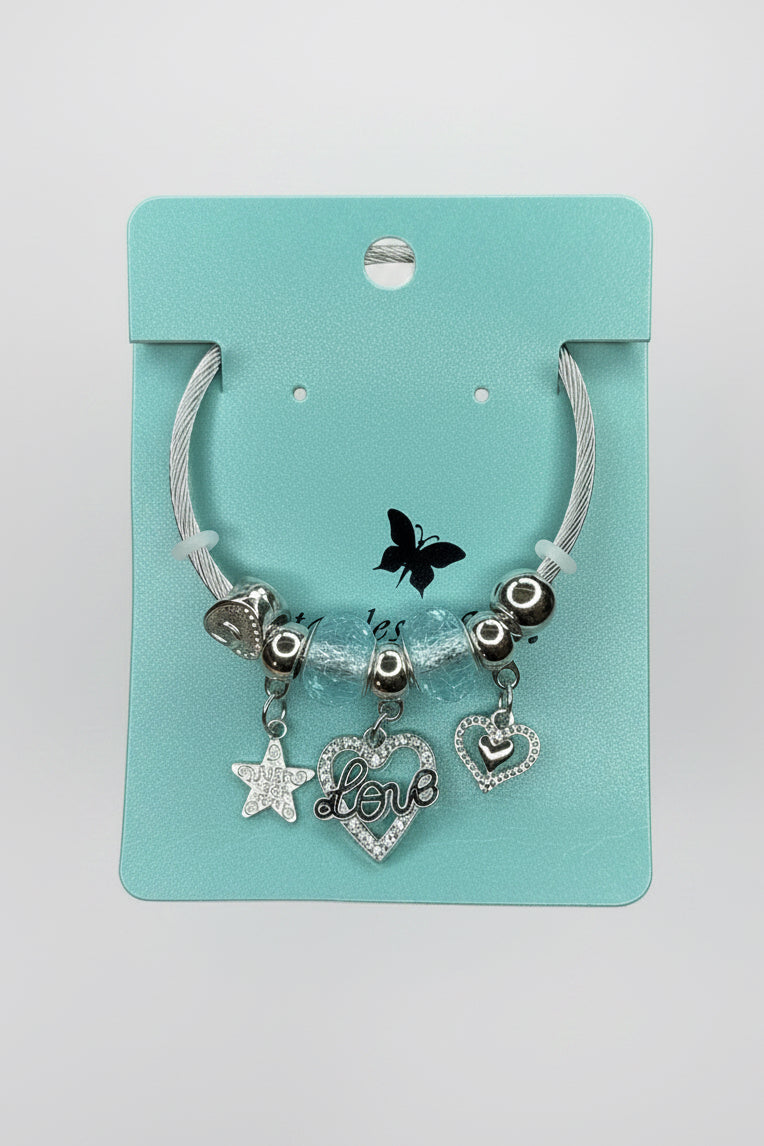 Silver tone charm bracelet