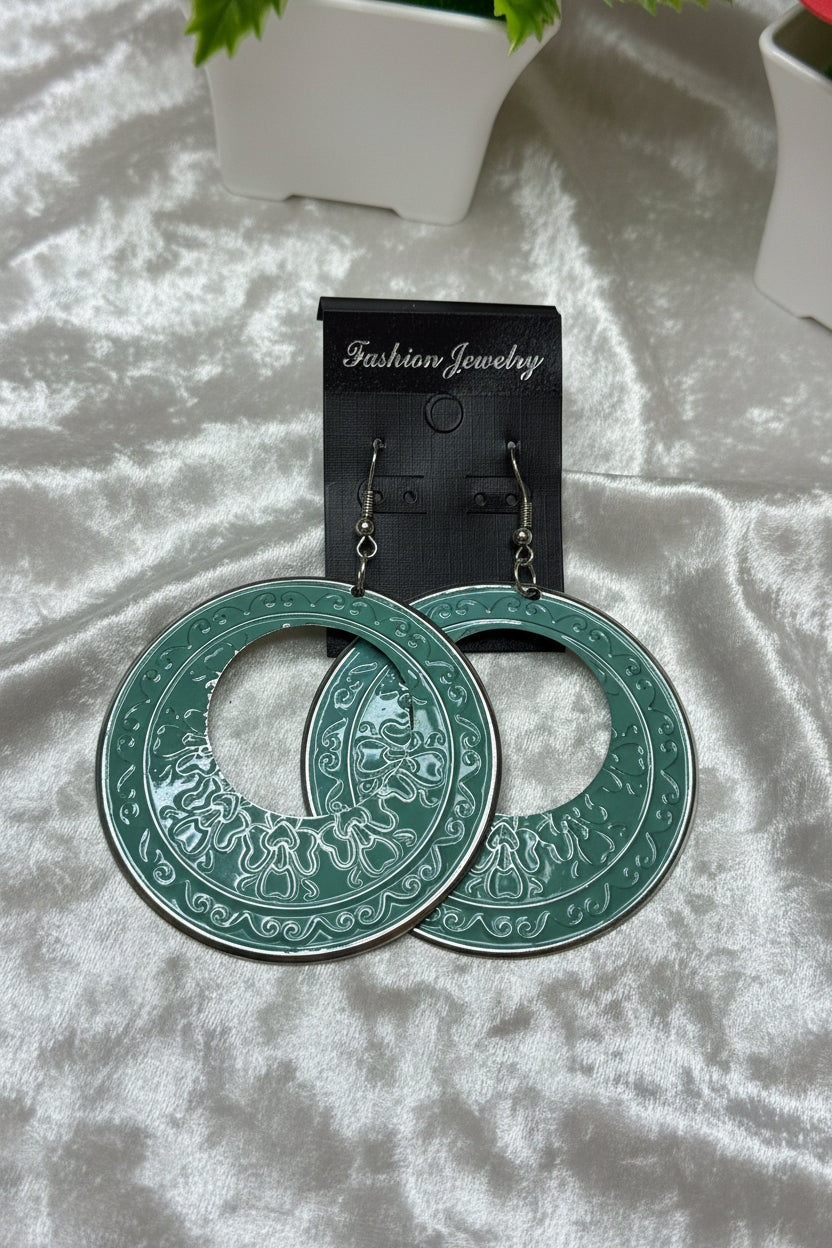 Colorful Filigree Hoop Earrings – Boho Statement Dangle Set