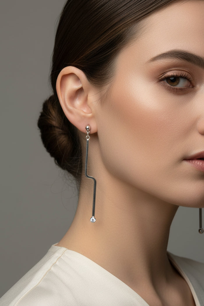 Elegant Geometric Drop Earrings with Crystal Accent