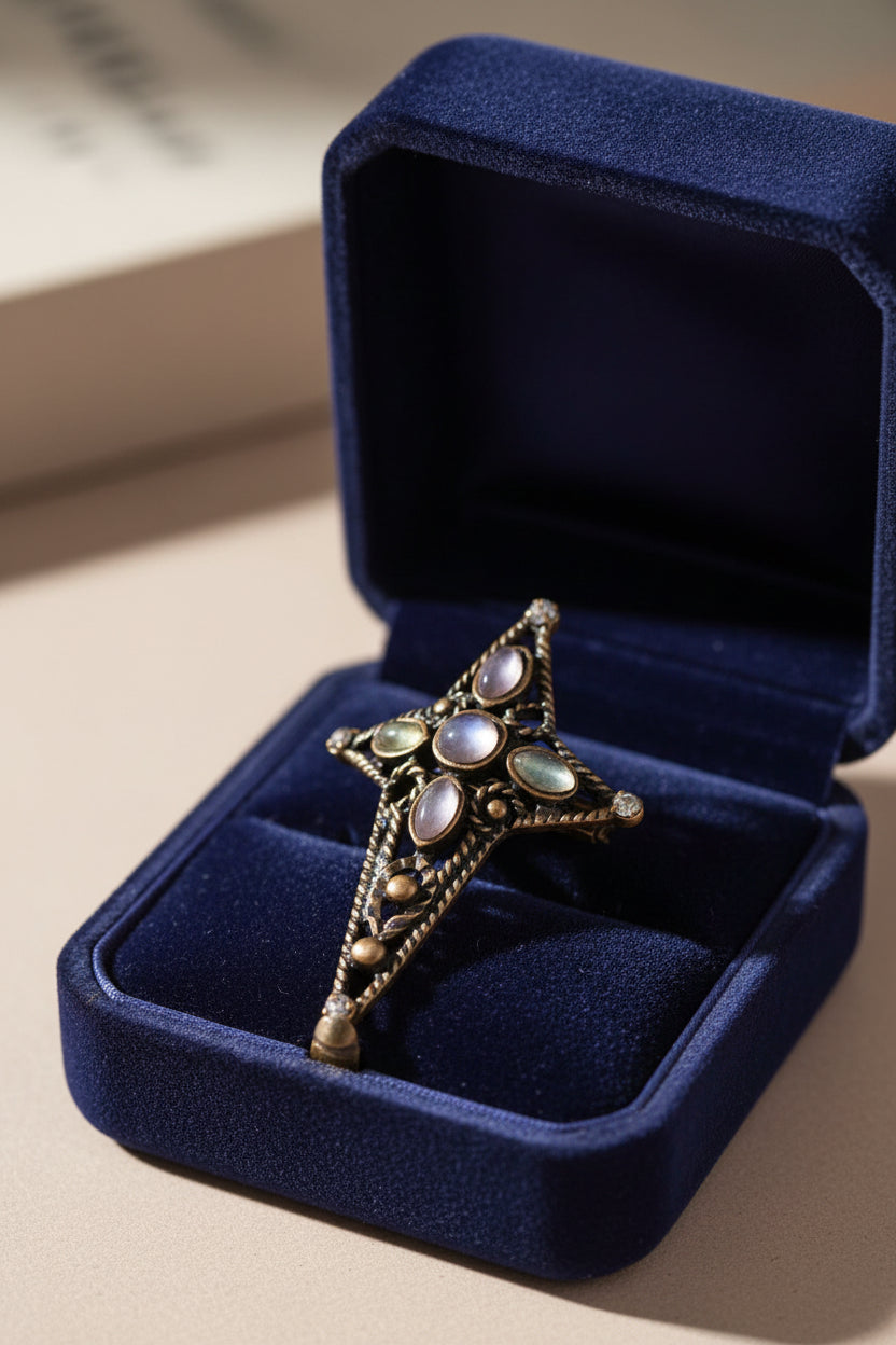 Celestial Cross Vintage Statement Ring