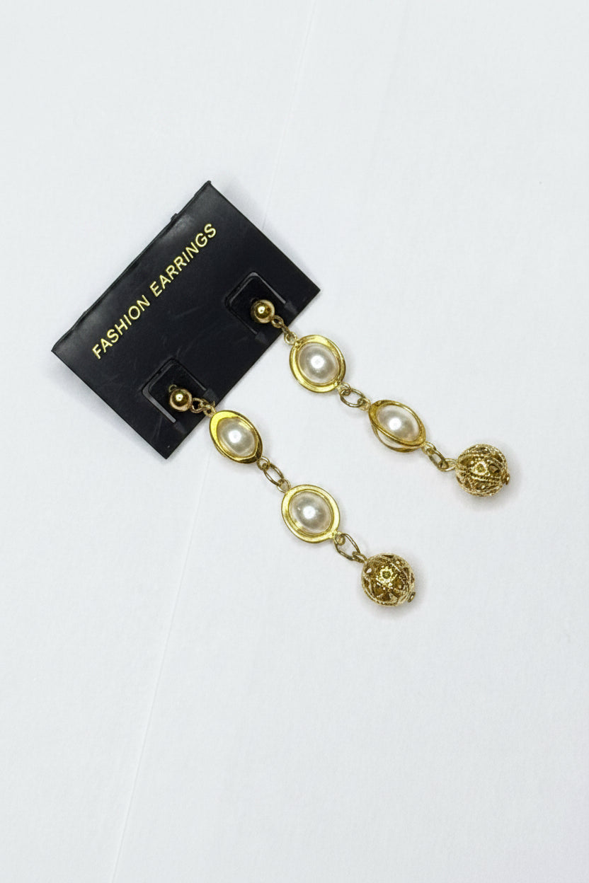 Elegant Gold & Pearl Drop Earrings