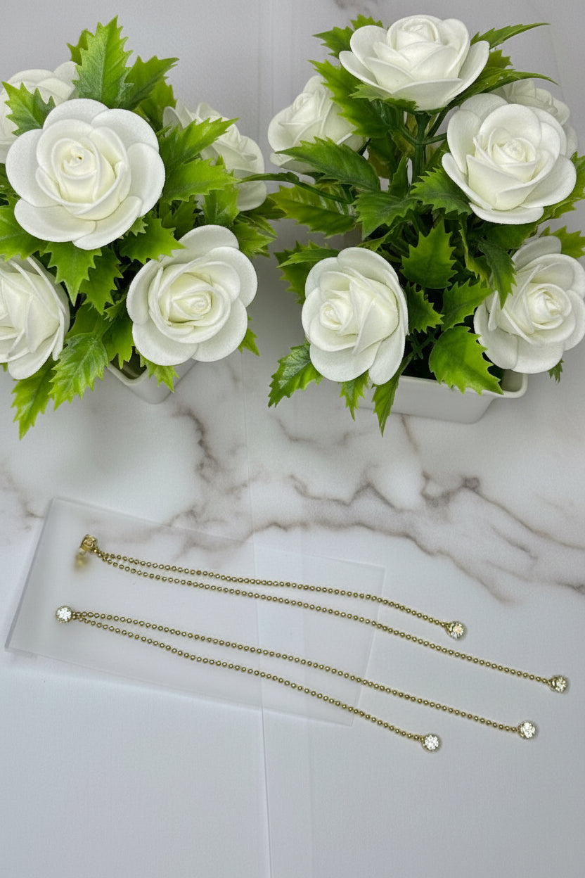 Elegant Gold Chain Drop Earrings with Crystal Accents