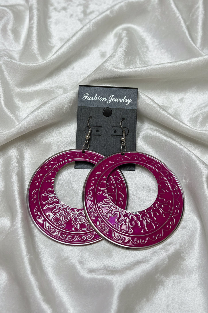 Colorful Filigree Hoop Earrings – Boho Statement Dangle Set