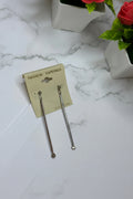 Minimalist Long Bar Drop Earrings with Crystal Tip