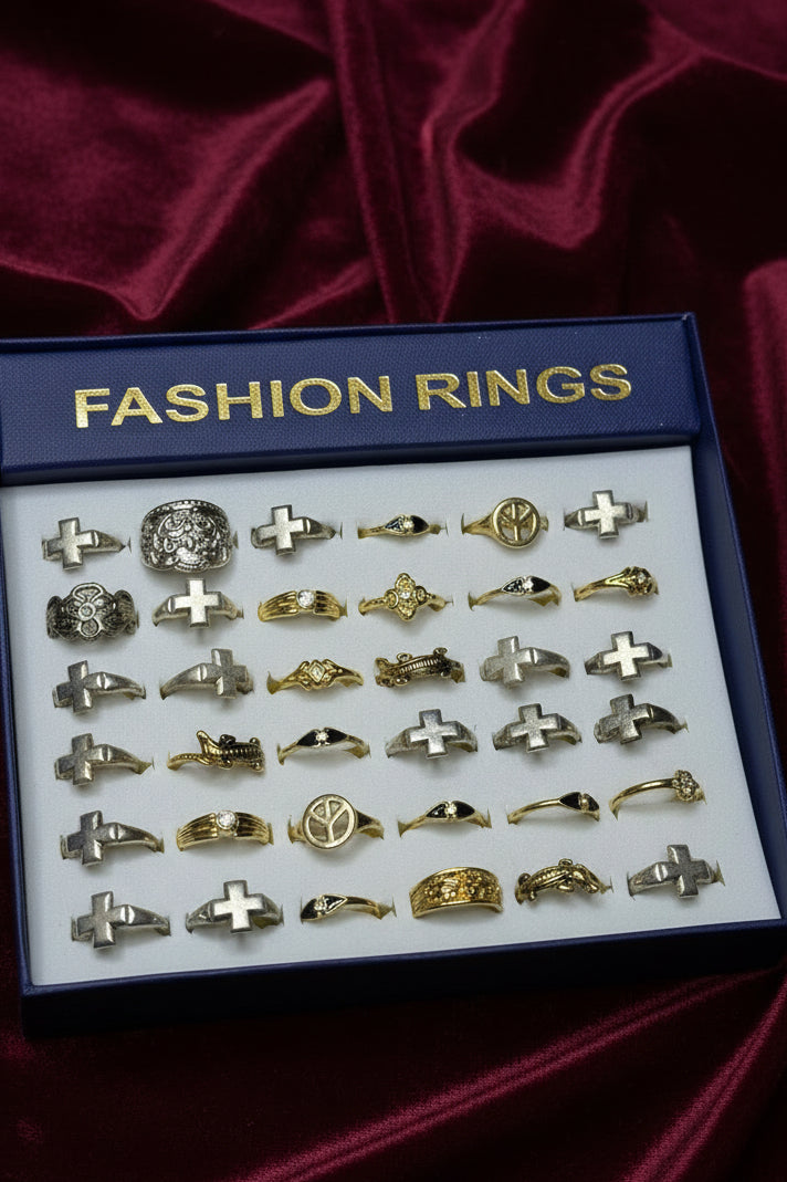 Mixed Metal Statement Rings Set