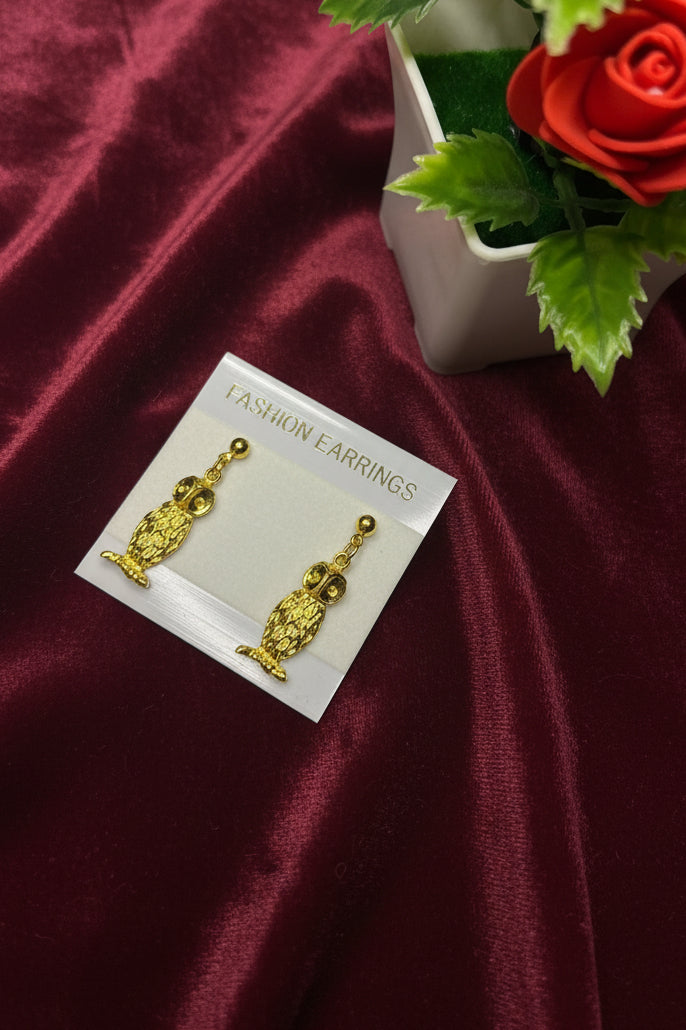 Golden Owl Drop Earrings