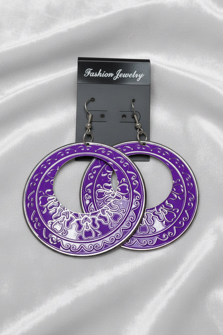 Colorful Filigree Hoop Earrings – Boho Statement Dangle Set