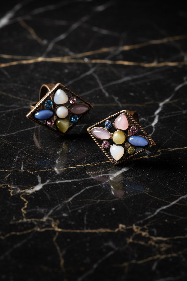 Midnight Bloom Art Deco Statement Ring